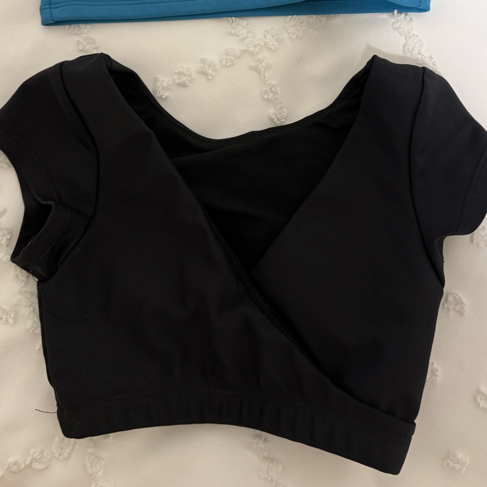 FIVE the label YM Black Criss Cross Crop top